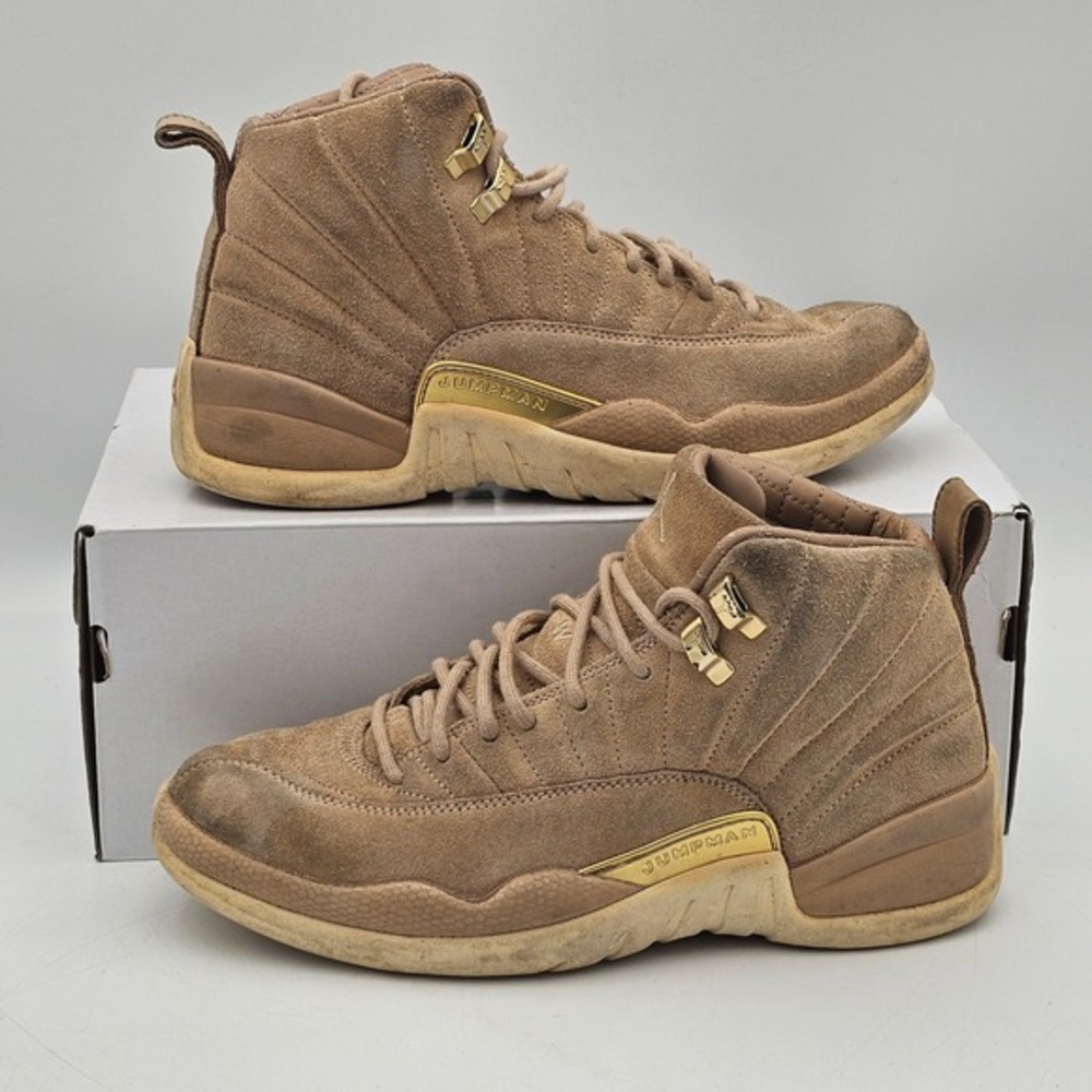 Nike Air Jordan 12 Retro‎ Vachetta Tan Metallic Gold Womens 8 AO6068-203 Suede